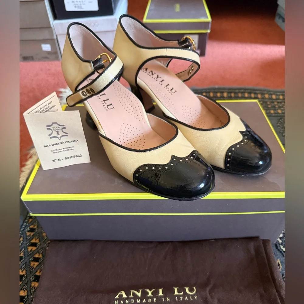 Vintage Anyi Lu handmade Shirley Mary Jane spectator heels size 37 - Picture 1 of 8
